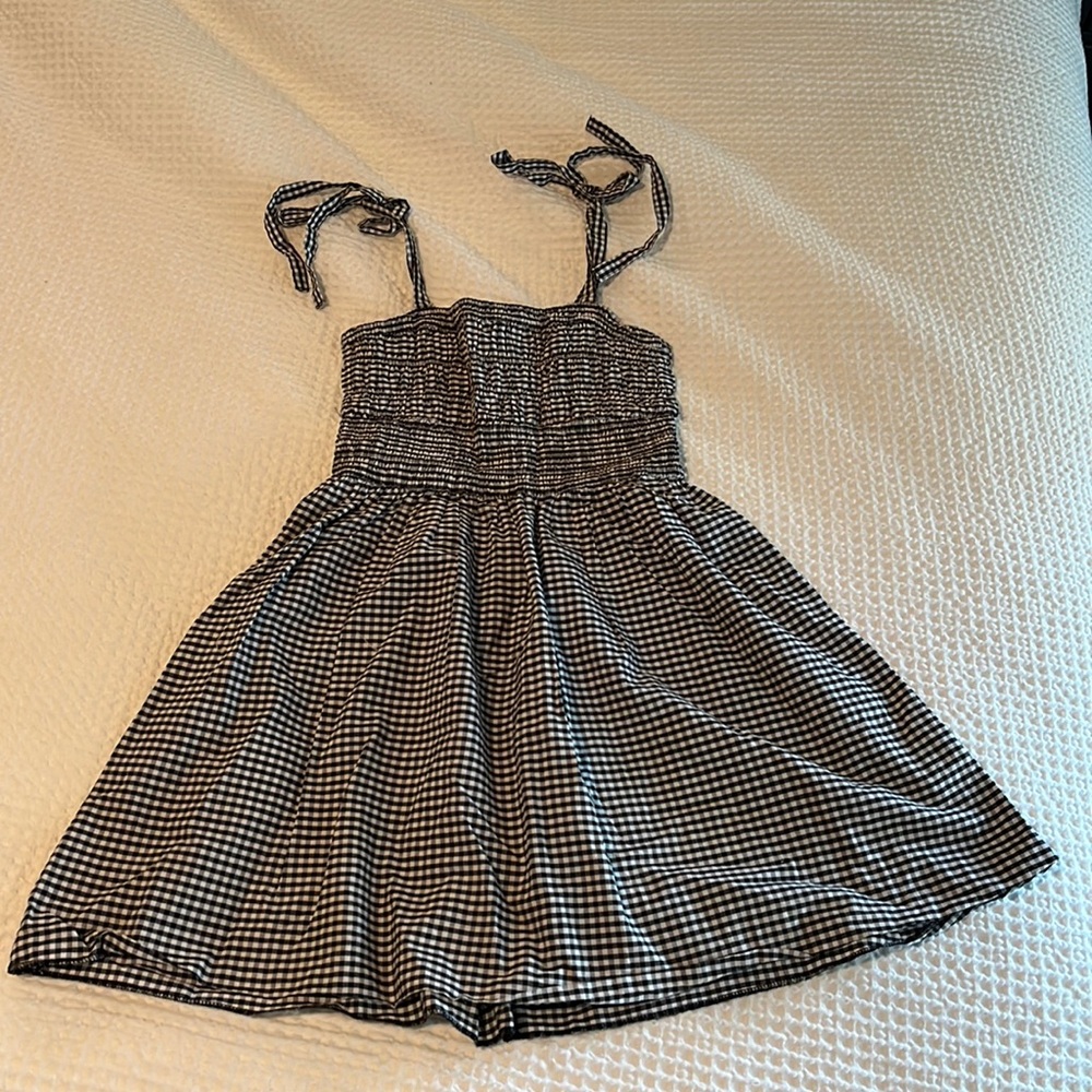 Forever 21 Black and White Checkered Dress with Tie Straps